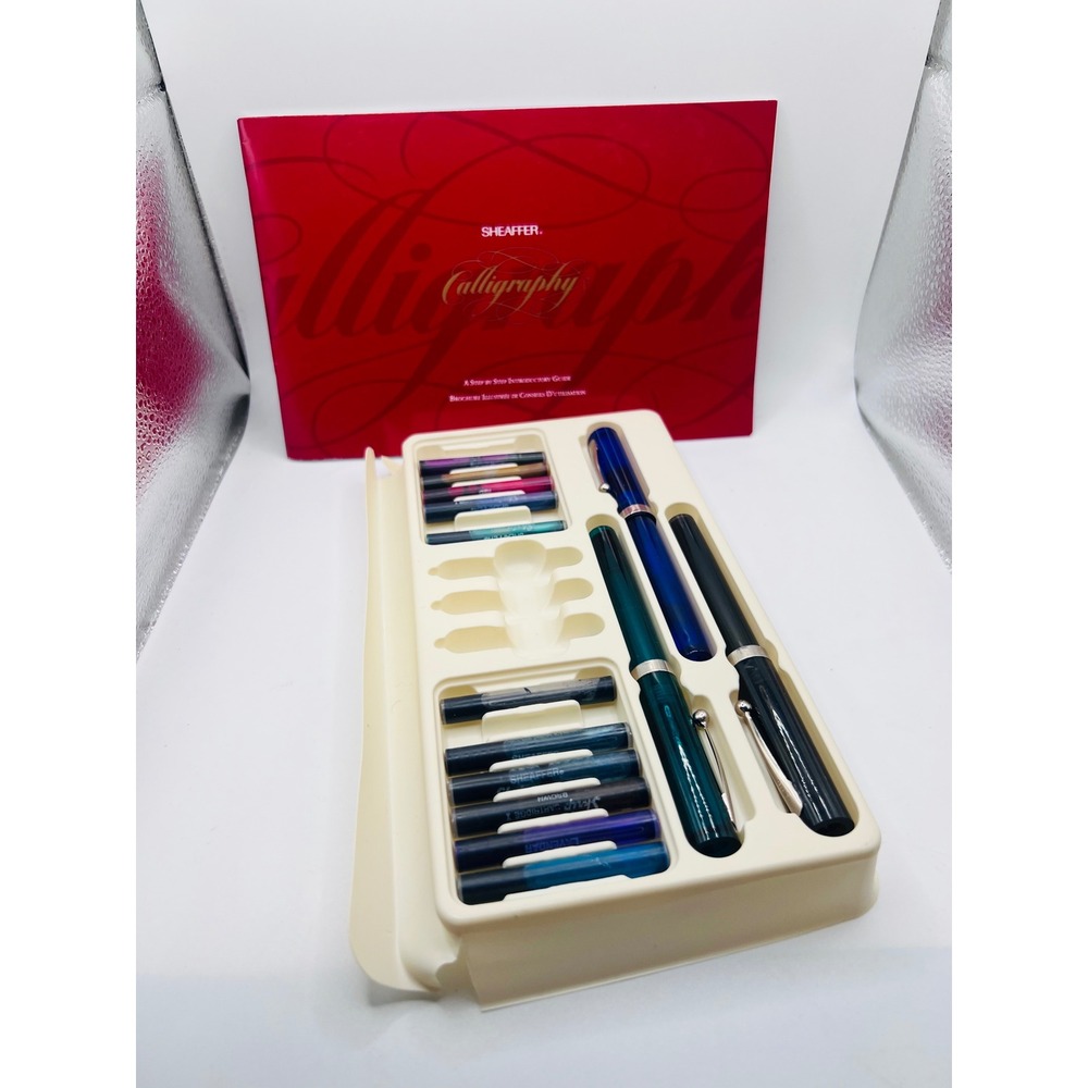Vintage Sheaffer Calligraphy‎ Intro Kit Not Complete Writing Pads + Tools 3 Pens